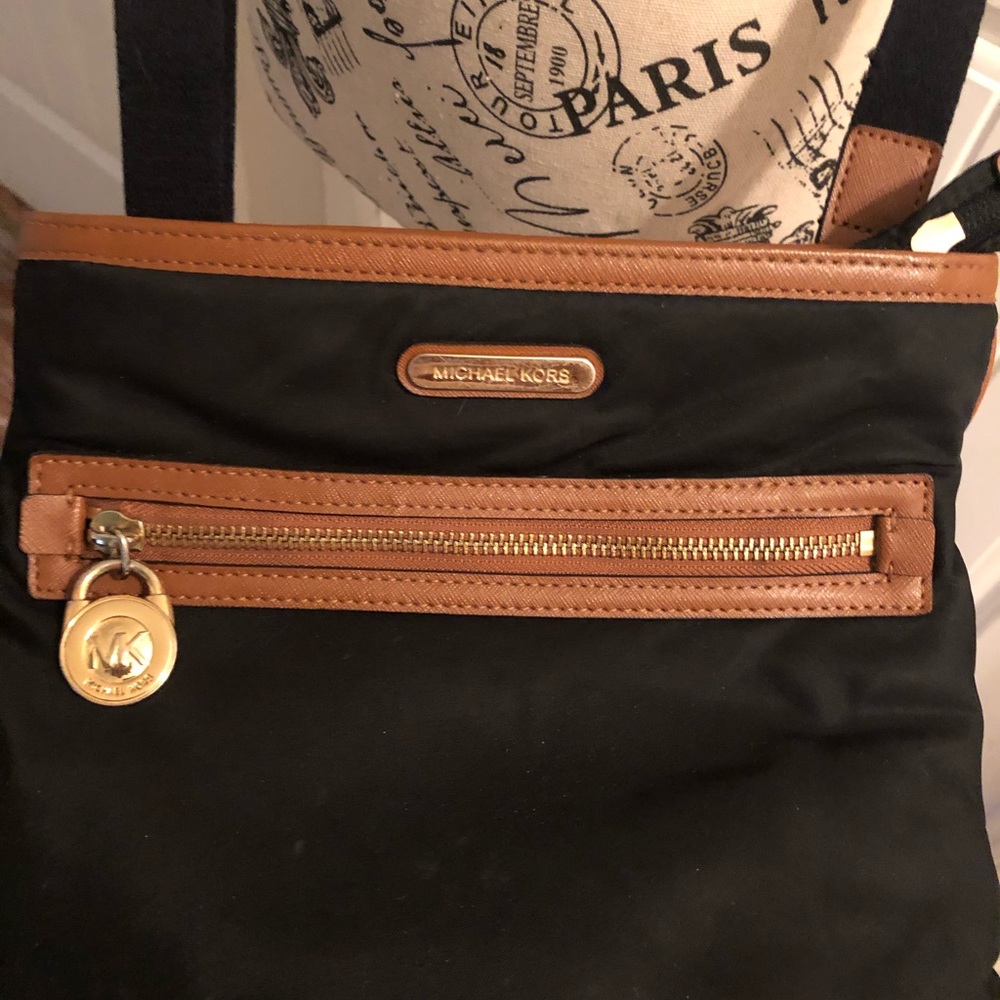 Michael Kors canvas and leather crossbody bag